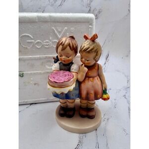 Hummel Happy Birthday 5.25" Tall #176 Two Girls with Cake TMK5 1970s Excellent